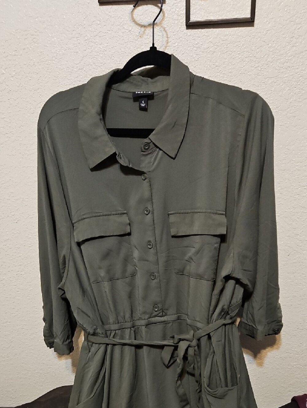 torrid Olive Green Long Sleeve Shirt Dress - Picture 2 of 9